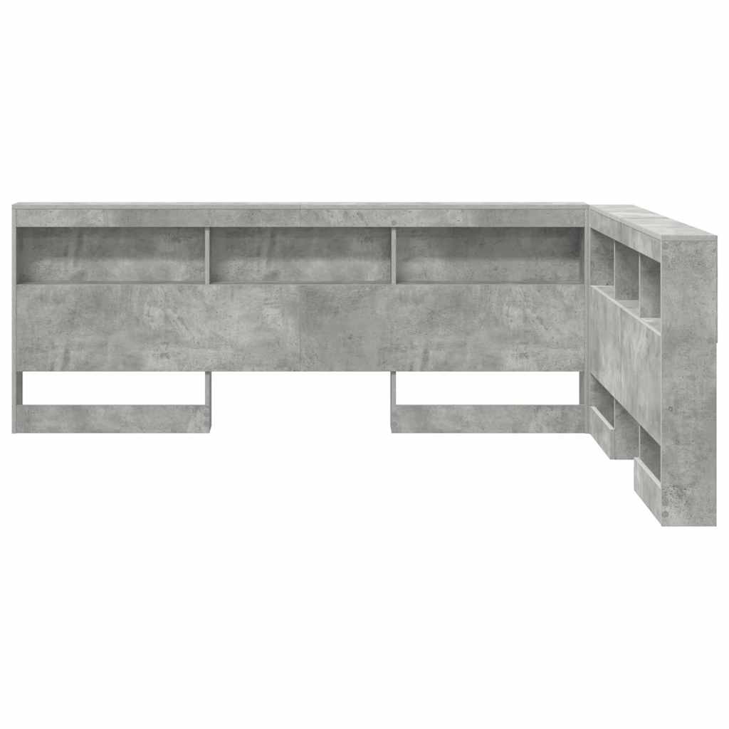 Stauraum-Kopfteil mit Regal Betongrau 150 cm Holzwerkstoff