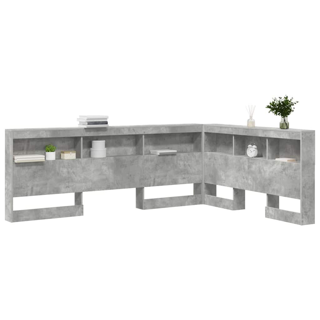 Stauraum-Kopfteil mit Regal Betongrau 150 cm Holzwerkstoff