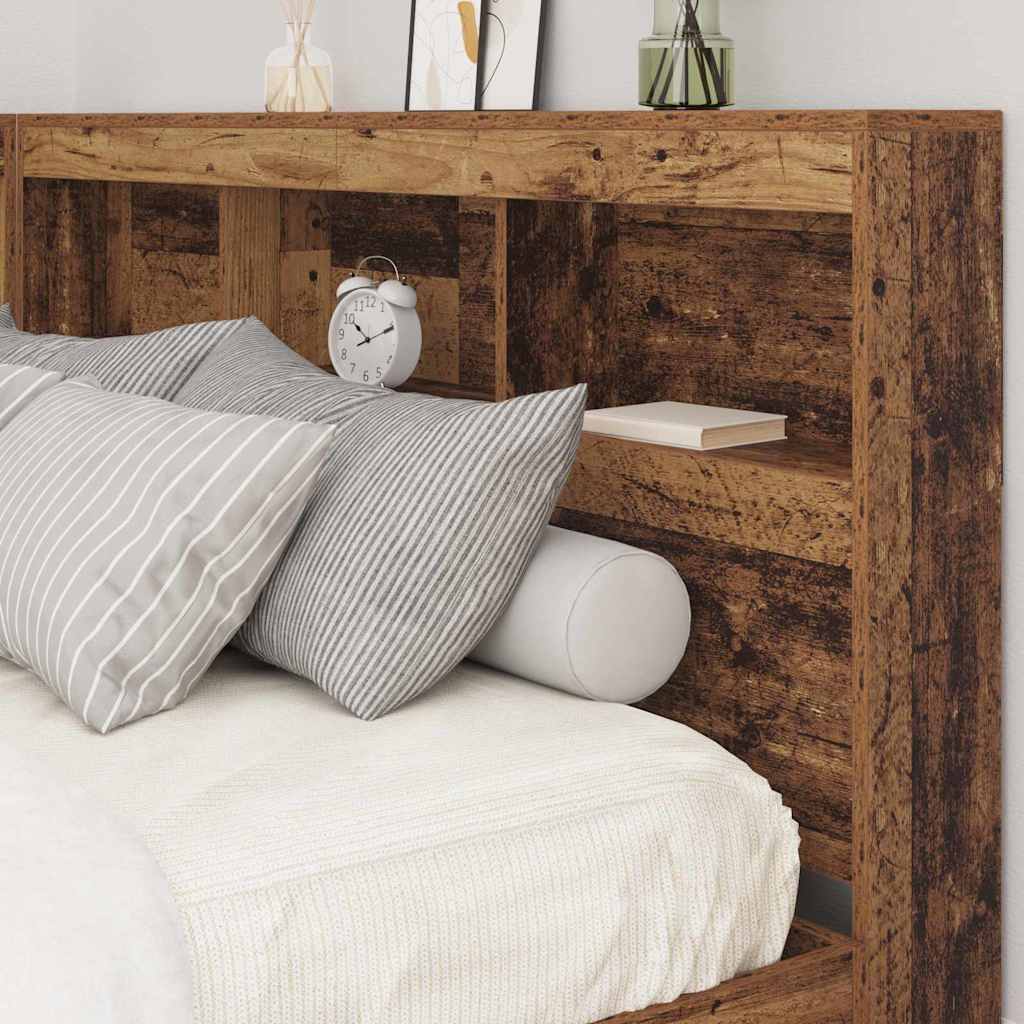 Stauraum-Kopfteil mit Regal Altholz 150 cm Holzwerkstoff