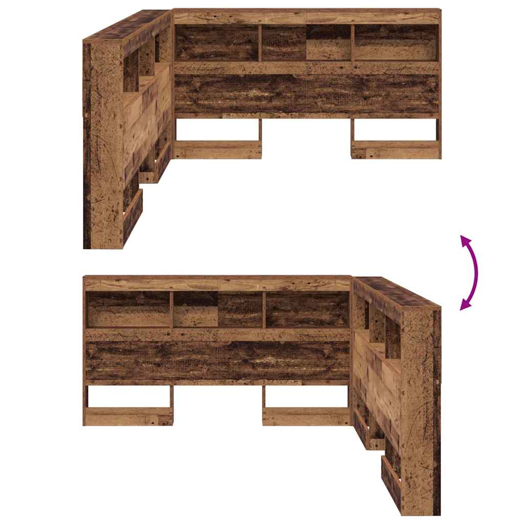 Stauraum-Kopfteil mit Regal Altholz 150 cm Holzwerkstoff