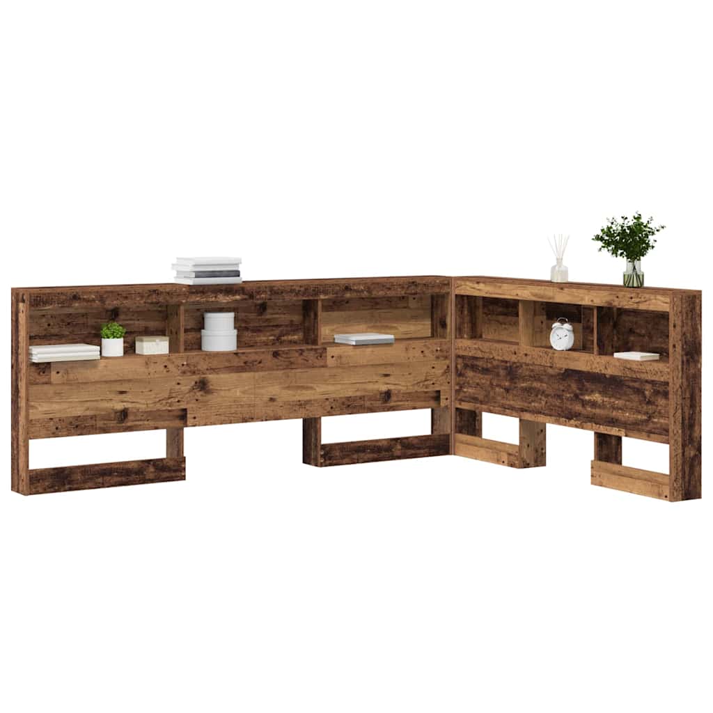 Stauraum-Kopfteil mit Regal Altholz 150 cm Holzwerkstoff