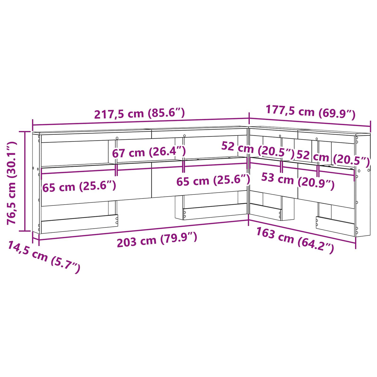 Aufbewahrungskopfteil Weiß Holzwerkstoff
