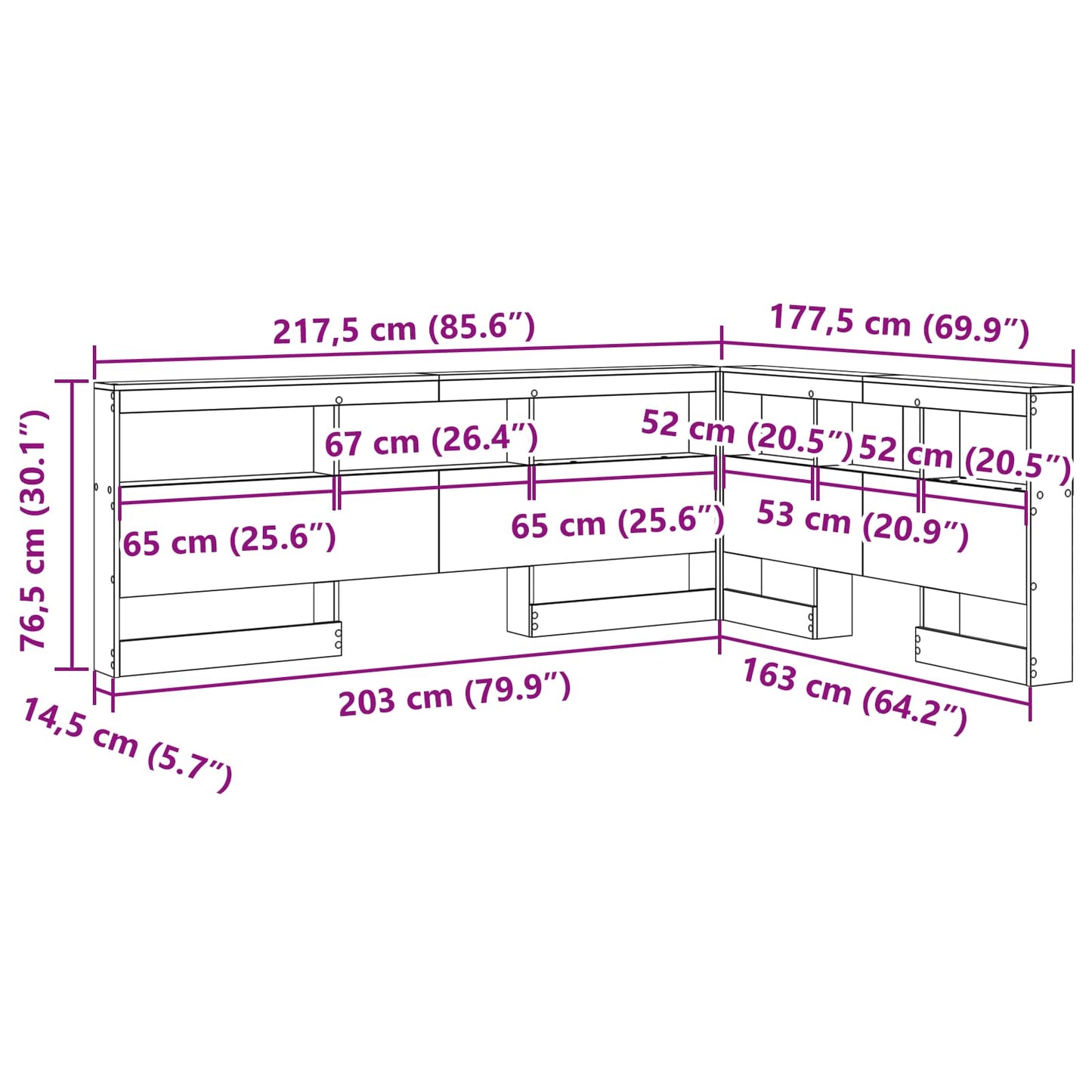 Aufbewahrungskopfteil Weiß Holzwerkstoff