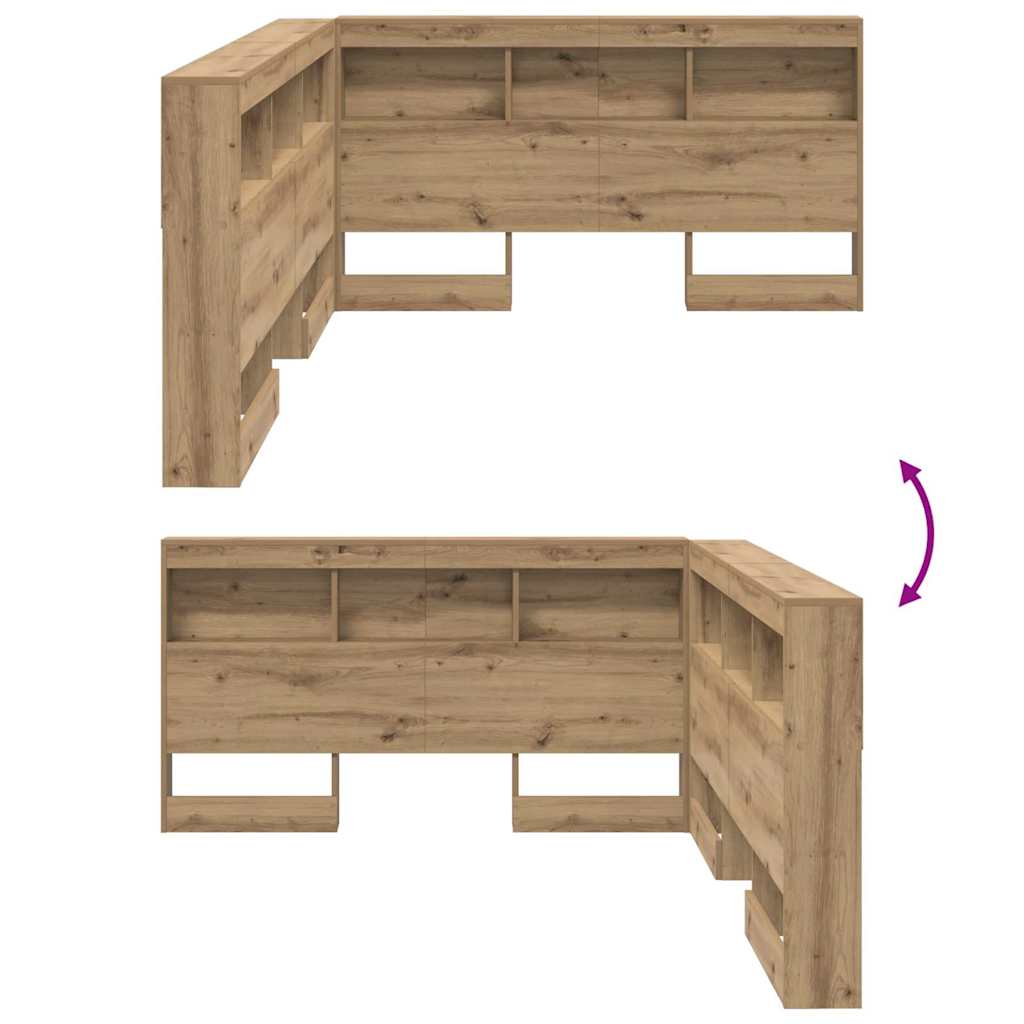 Stauraum-Kopfteil mit Regal Artisan-Eiche 160 cm Holzwerkstoff