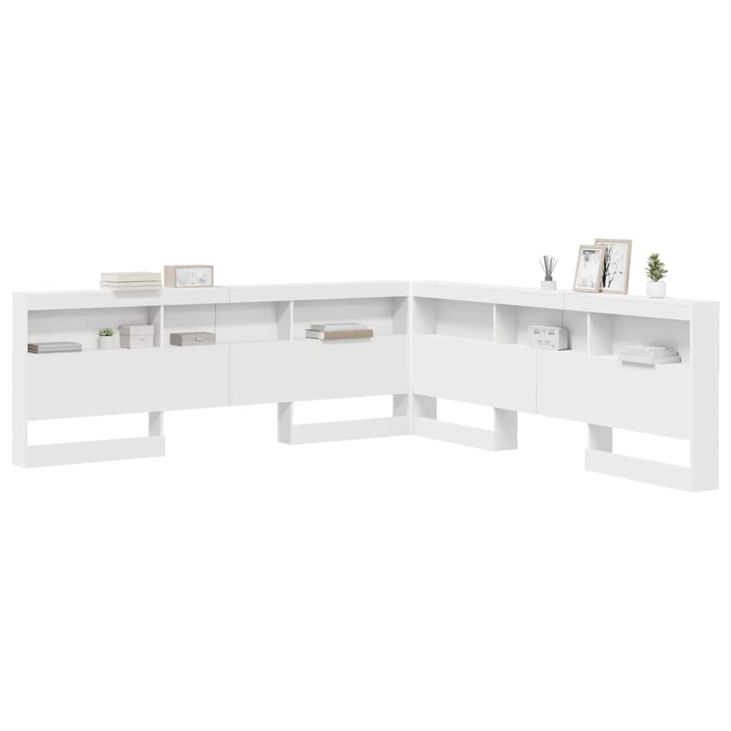 Stauraum-Kopfteil mit Regal Weiß 180 cm Holzwerkstoff