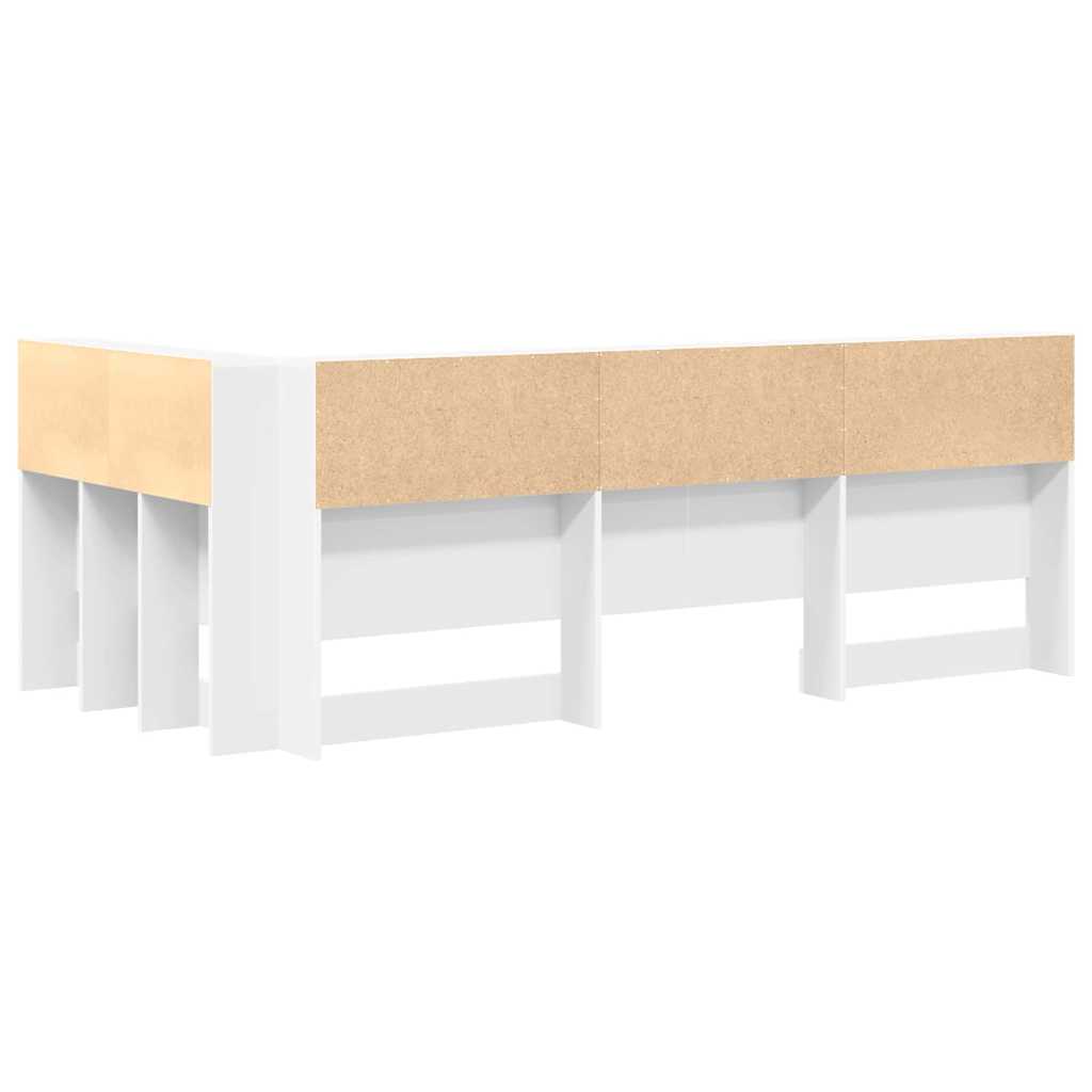 Stauraum-Kopfteil mit Regal Weiß 90 cm Holzwerkstoff