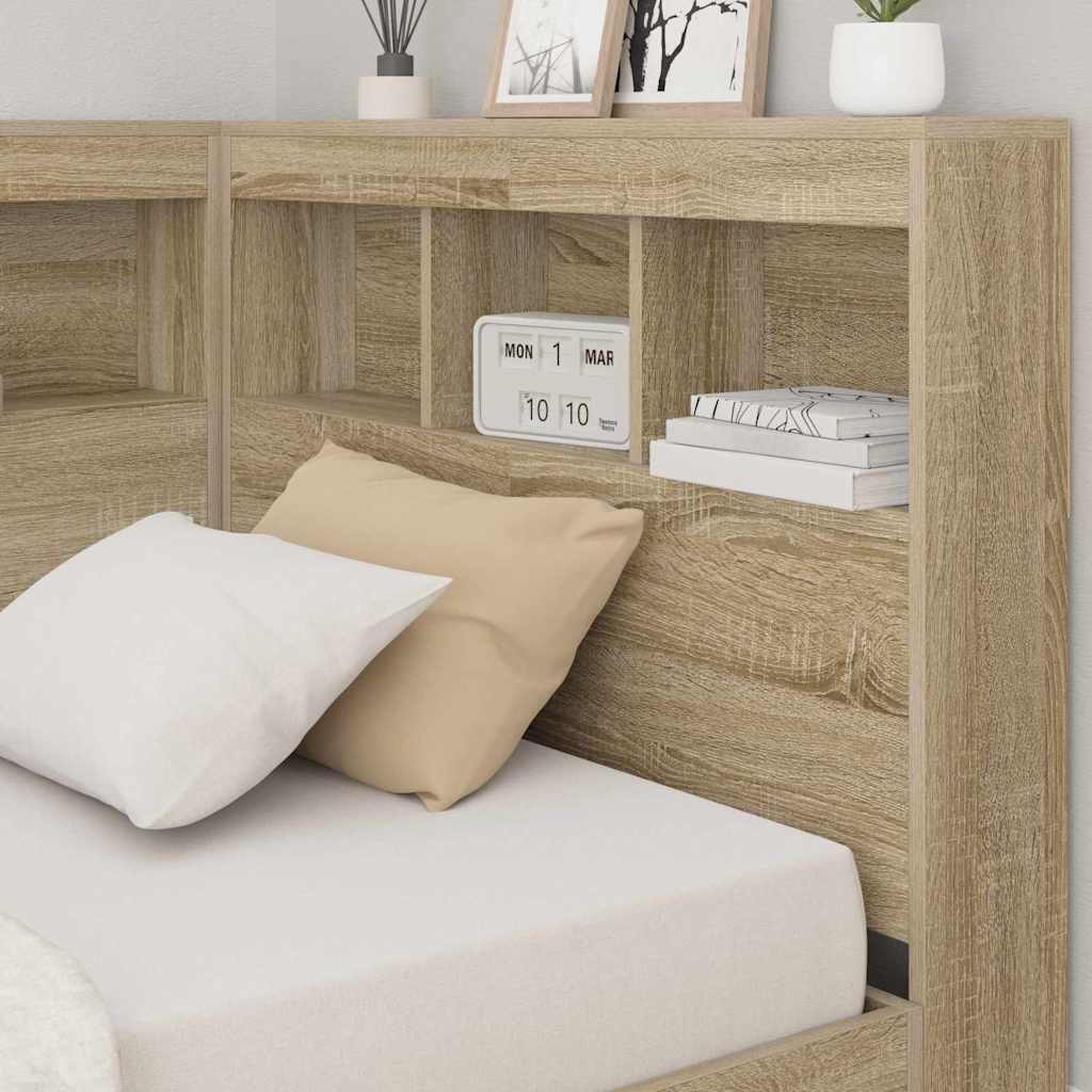 Stauraum-Kopfteil mit Regal Sonoma-Eiche 90 cm Holzwerkstoff