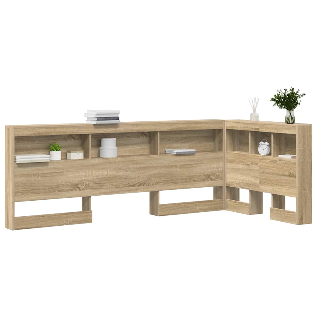 Stauraum-Kopfteil mit Regal Sonoma-Eiche 90 cm Holzwerkstoff