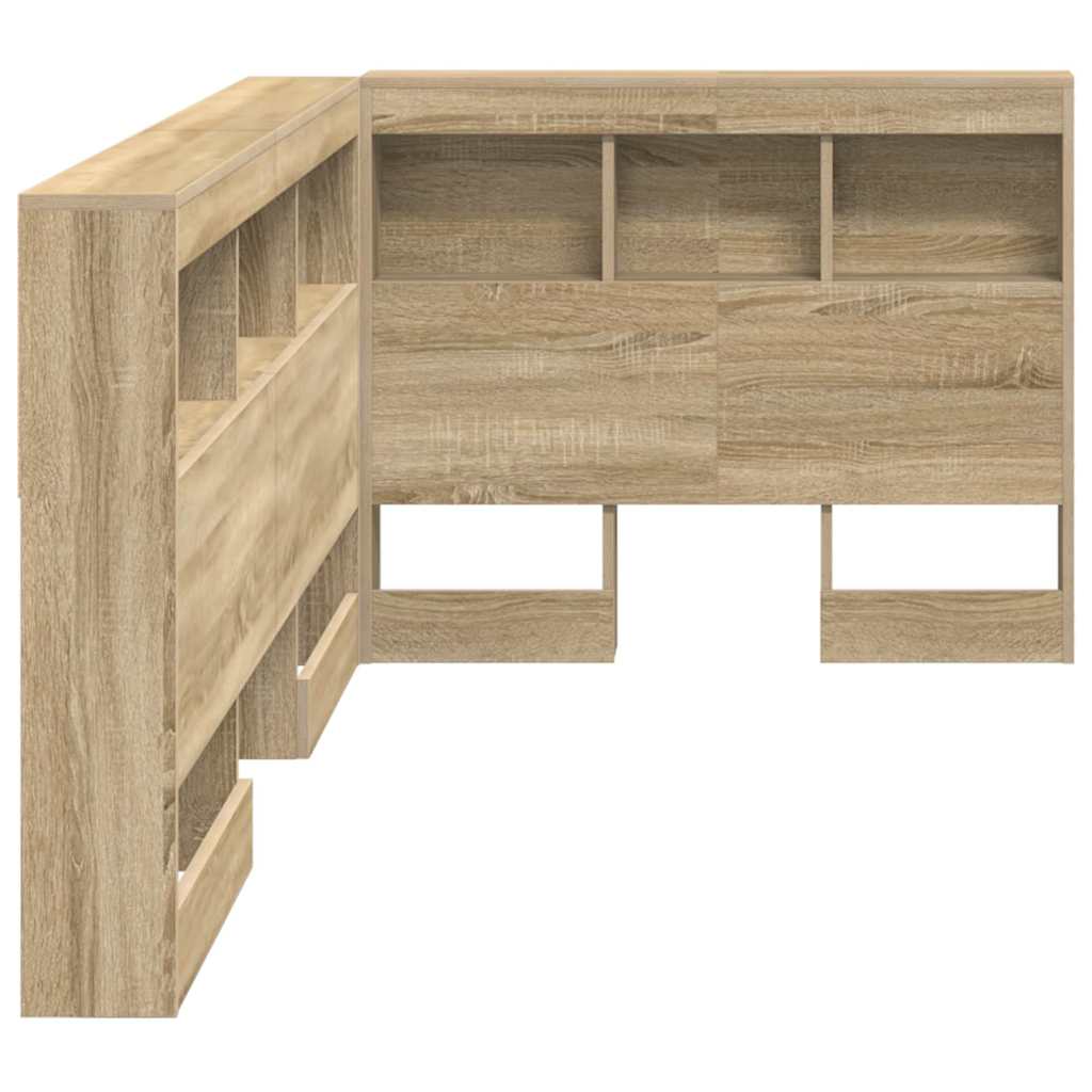 Stauraum-Kopfteil mit Regal Sonoma-Eiche 90 cm Holzwerkstoff