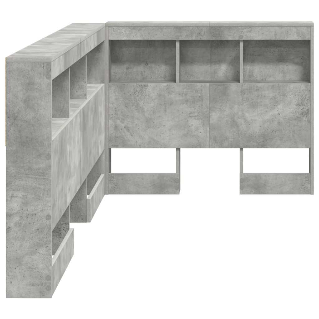 Stauraum-Kopfteil mit Regal Betongrau 90 cm Holzwerkstoff
