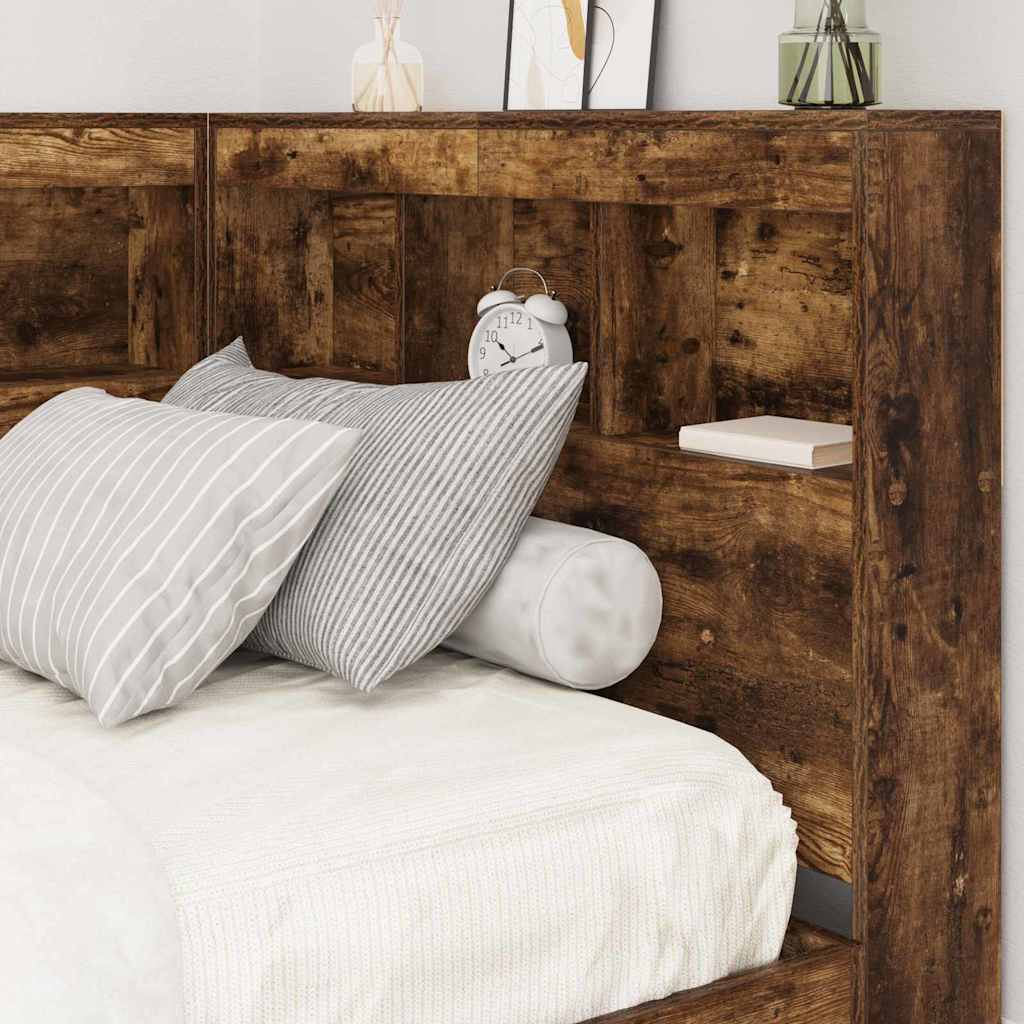 Stauraum-Kopfteil mit Regal Räuchereiche 90 cm Holzwerkstoff