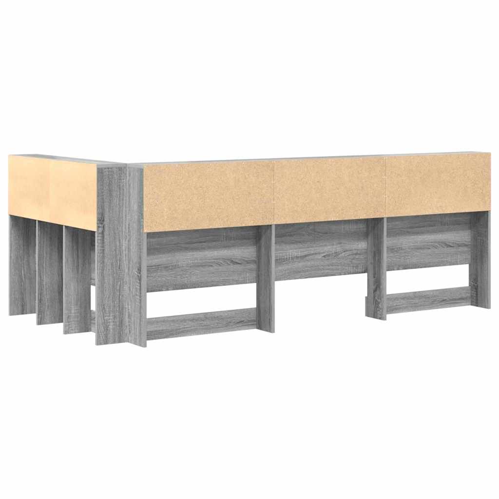 Stauraum-Kopfteil mit Regal Grau Sonoma 90 cm Holzwerkstoff