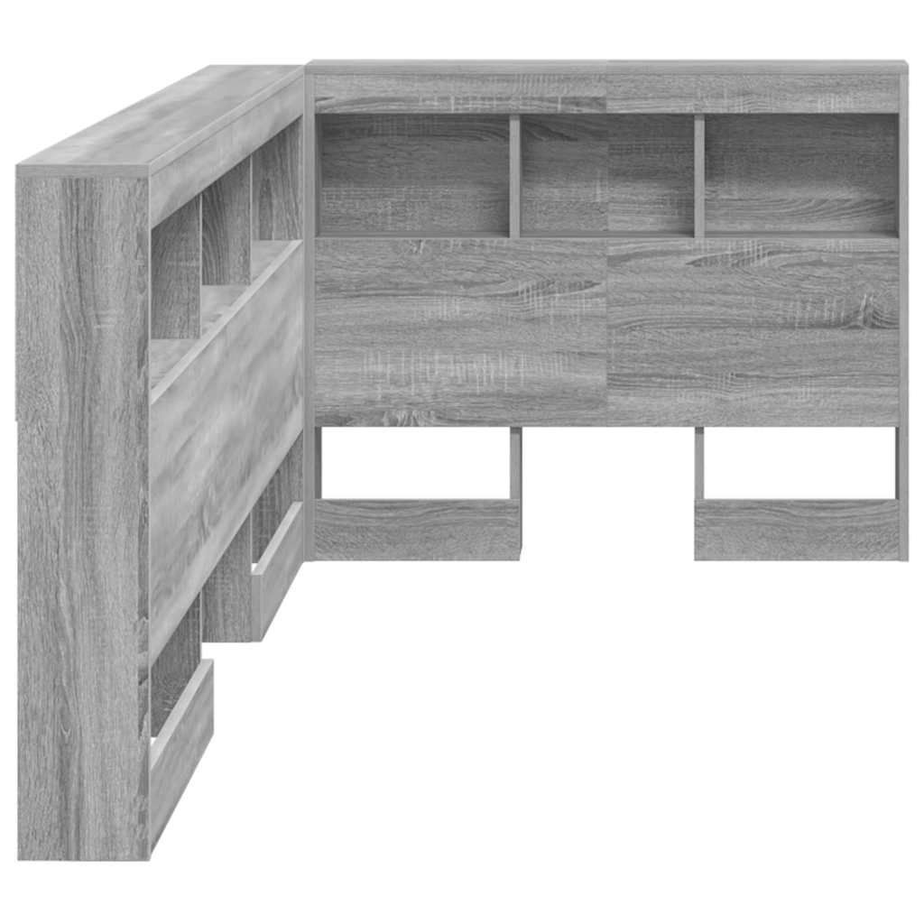Stauraum-Kopfteil mit Regal Grau Sonoma 90 cm Holzwerkstoff