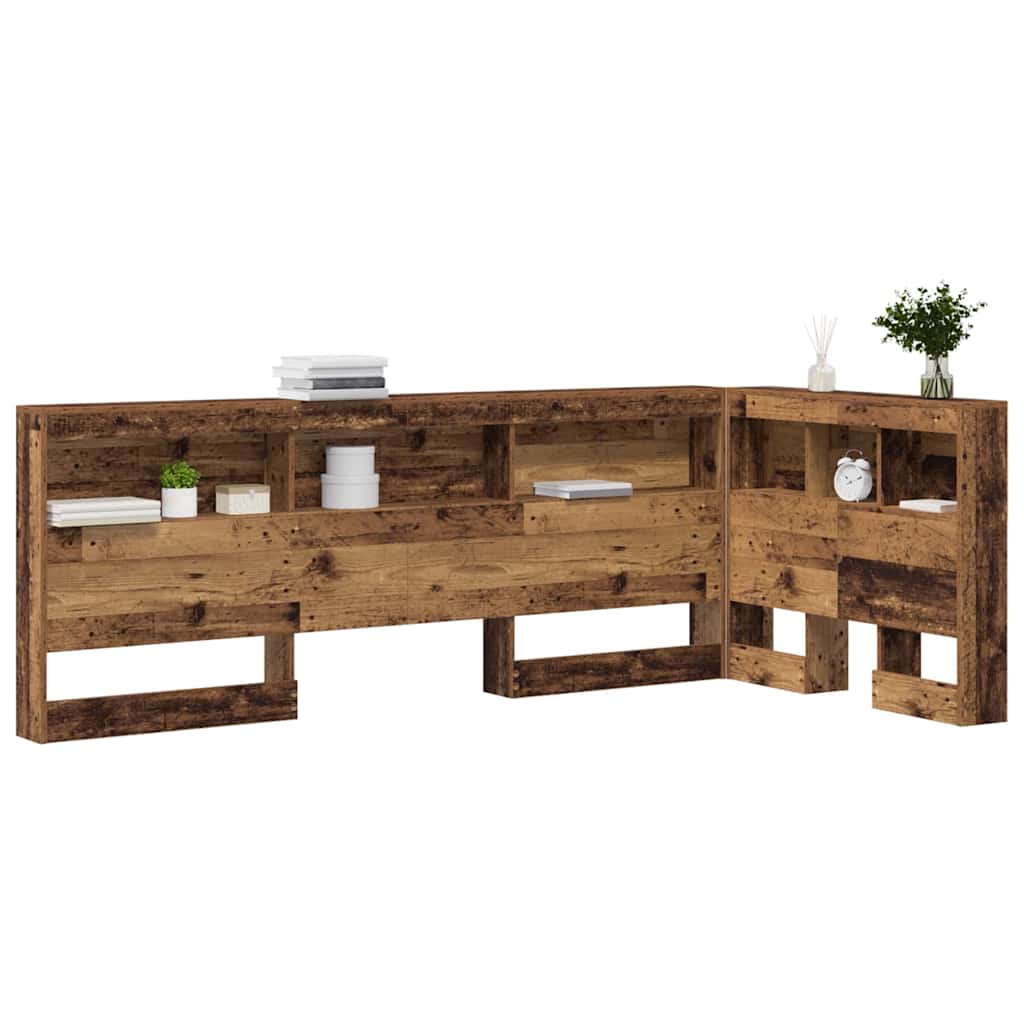 Stauraum-Kopfteil mit Regal Altholz 90 cm Holzwerkstoff