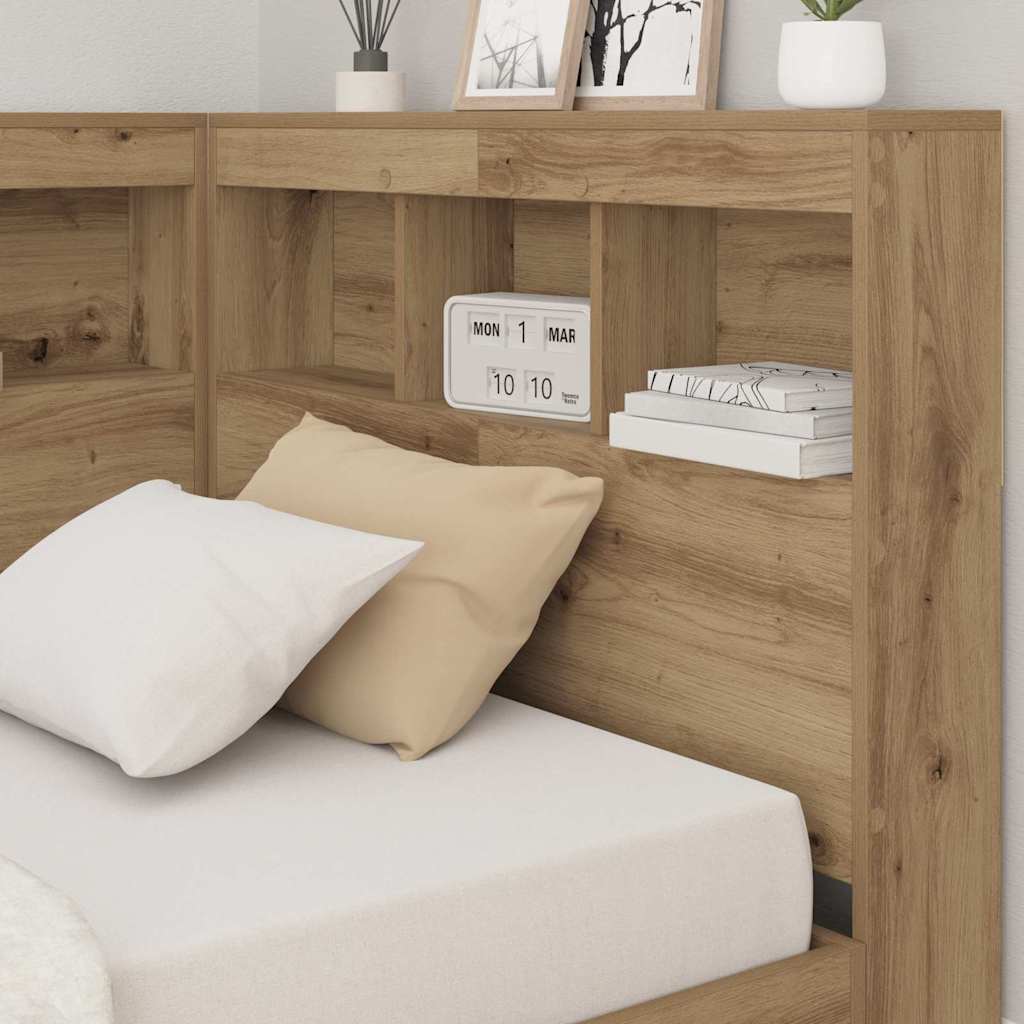 Stauraum-Kopfteil mit Regal Artisan-Eiche 90 cm Holzwerkstoff