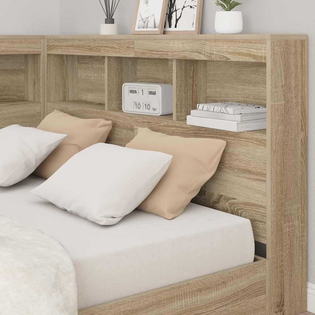 Stauraum-Kopfteil mit Regal Sonoma-Eiche 120 cm Holzwerkstoff