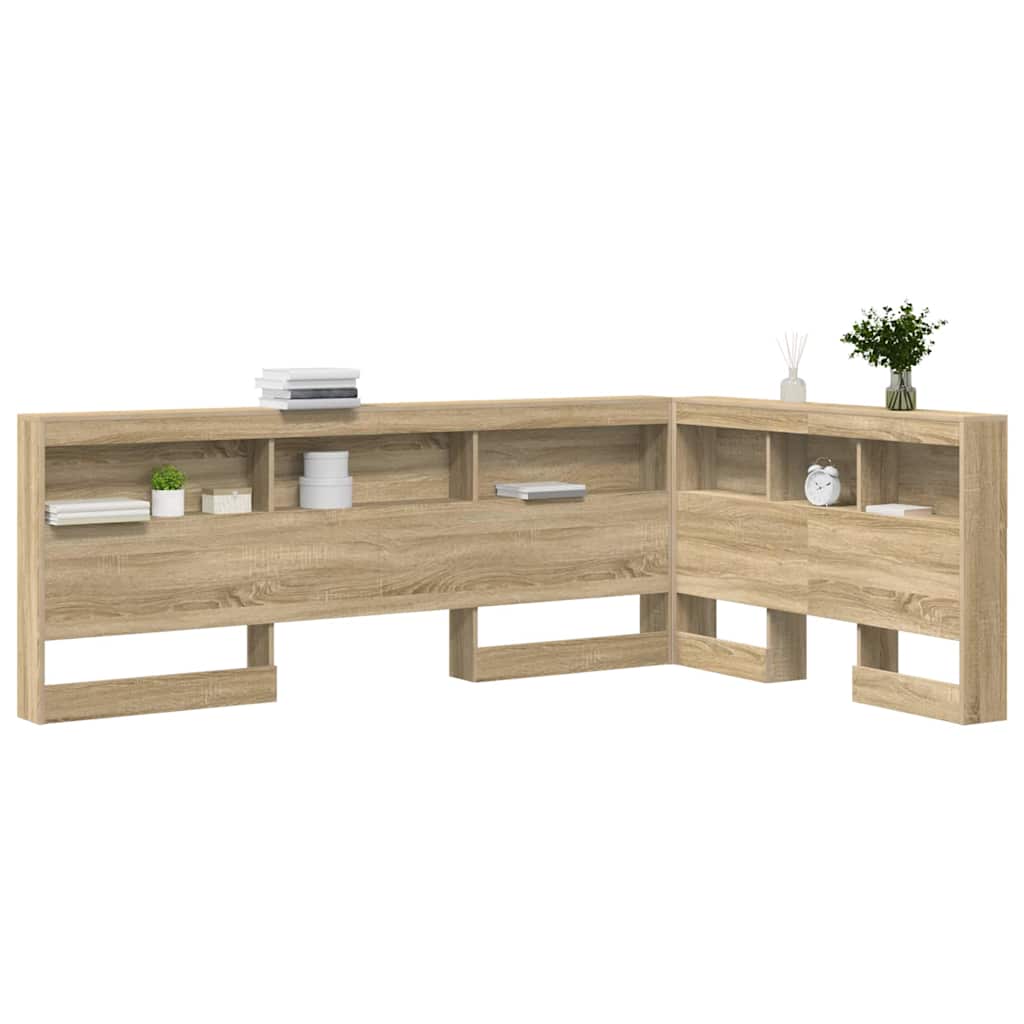 Stauraum-Kopfteil mit Regal Sonoma-Eiche 120 cm Holzwerkstoff