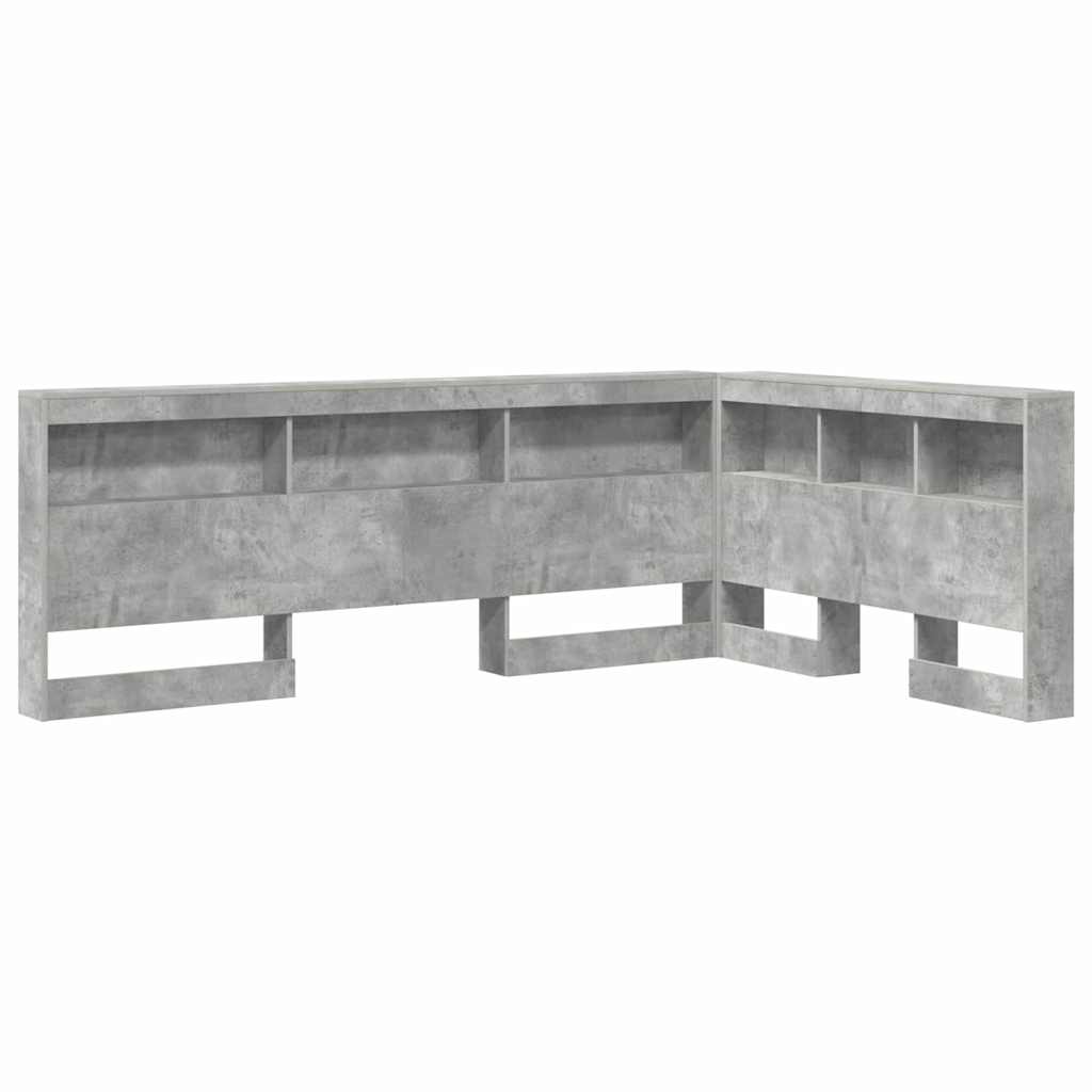 Stauraum-Kopfteil mit Regal Betongrau 120 cm Holzwerkstoff