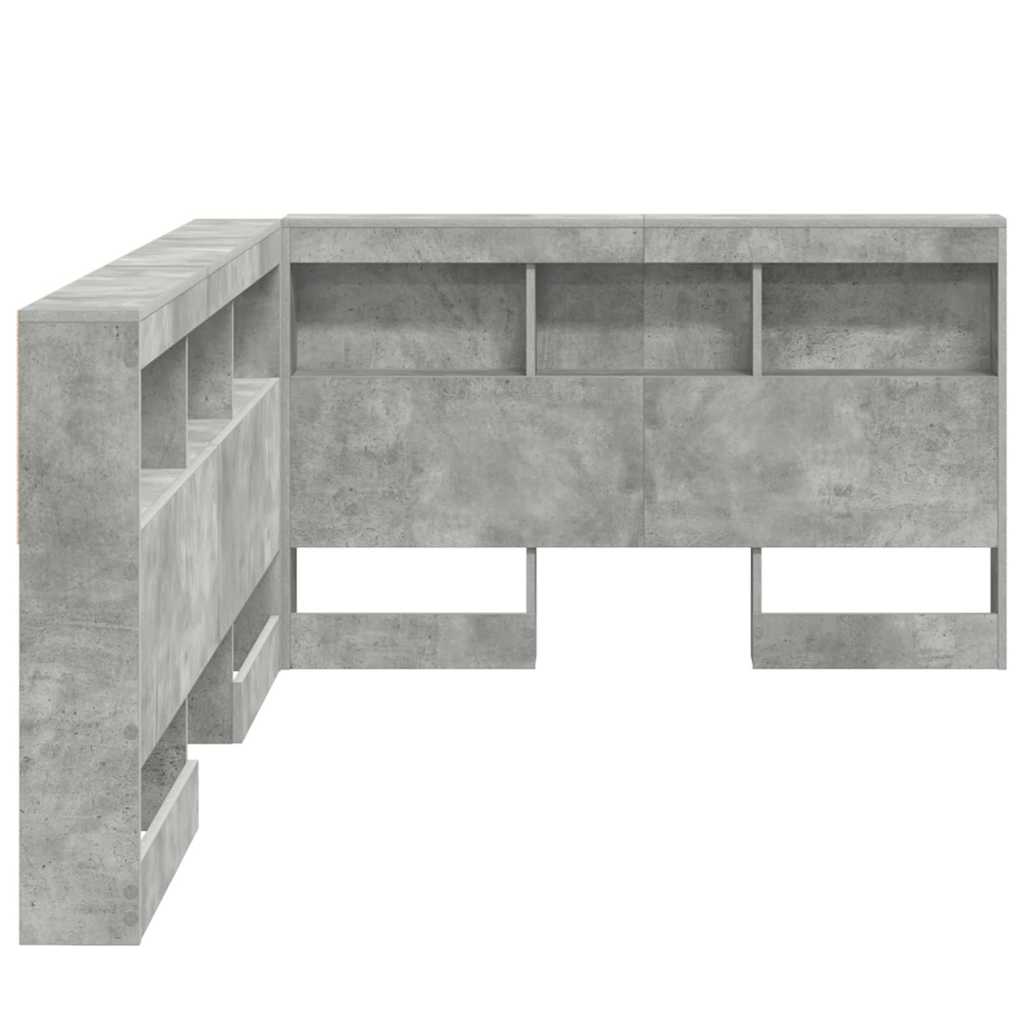 Stauraum-Kopfteil mit Regal Betongrau 120 cm Holzwerkstoff