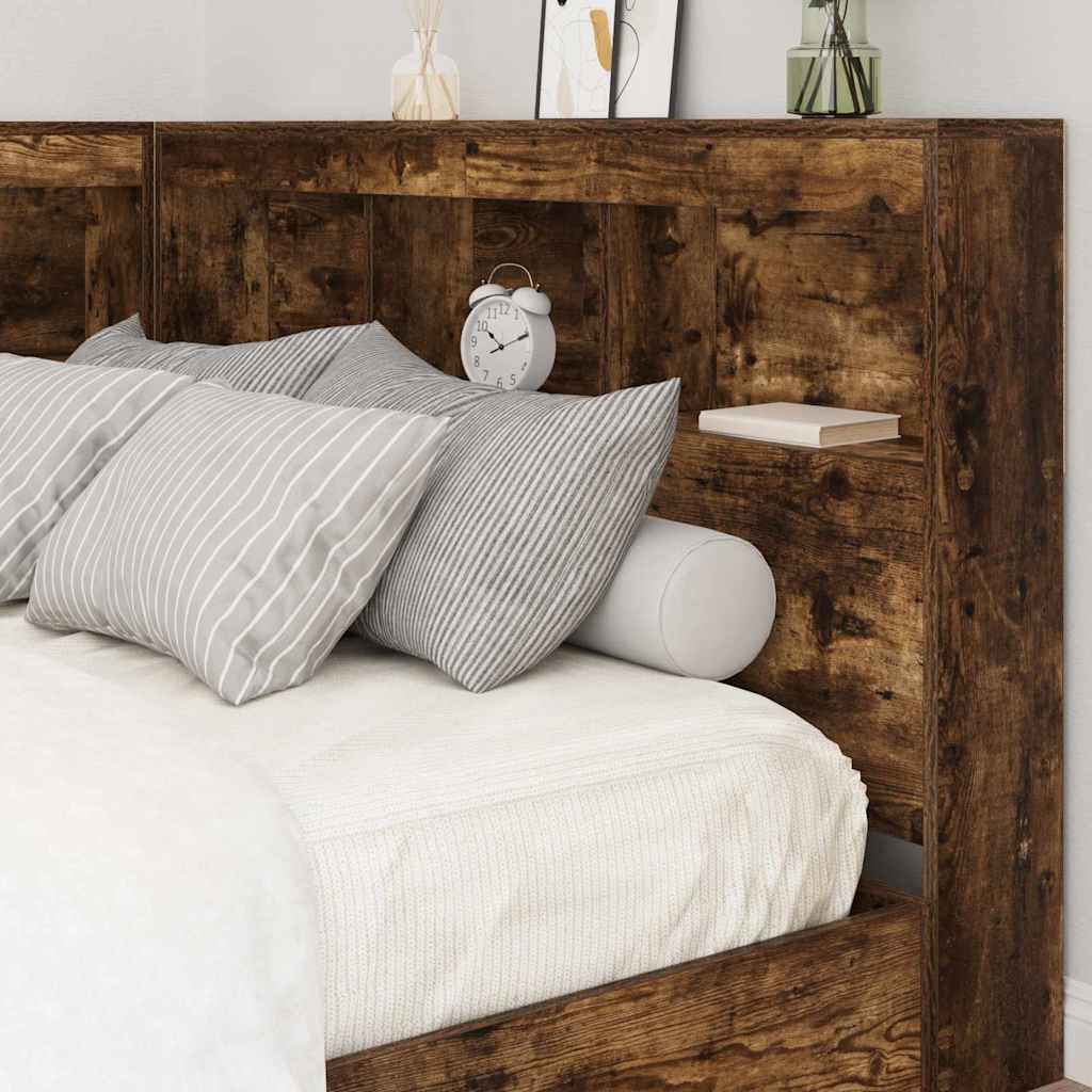 Stauraum-Kopfteil mit Regal Räuchereiche 120 cm Holzwerkstoff