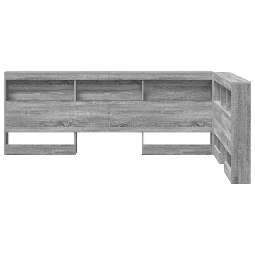 Stauraum-Kopfteil mit Regal Grau Sonoma 120 cm Holzwerkstoff