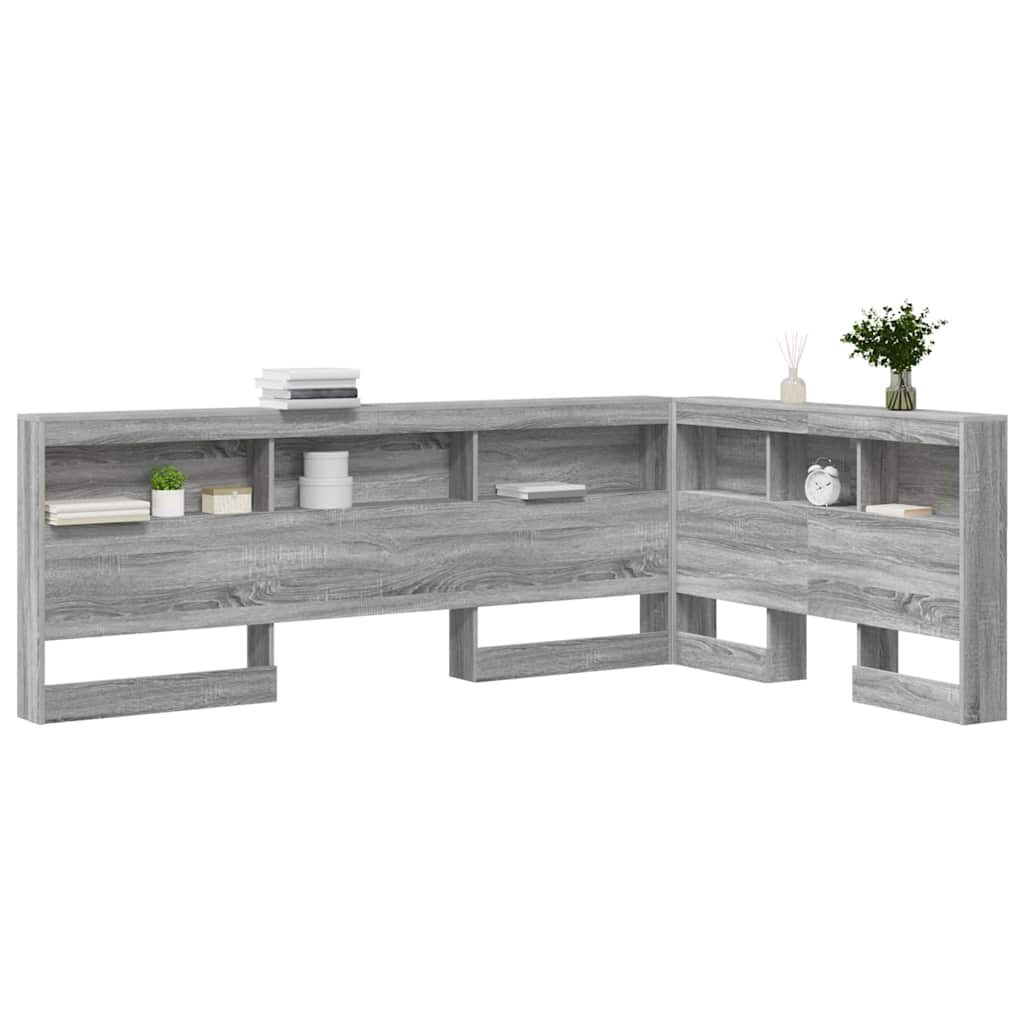 Stauraum-Kopfteil mit Regal Grau Sonoma 120 cm Holzwerkstoff