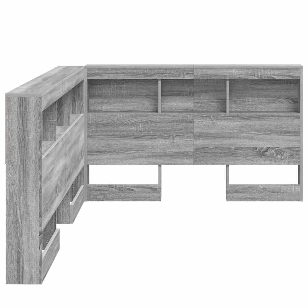 Stauraum-Kopfteil mit Regal Grau Sonoma 120 cm Holzwerkstoff