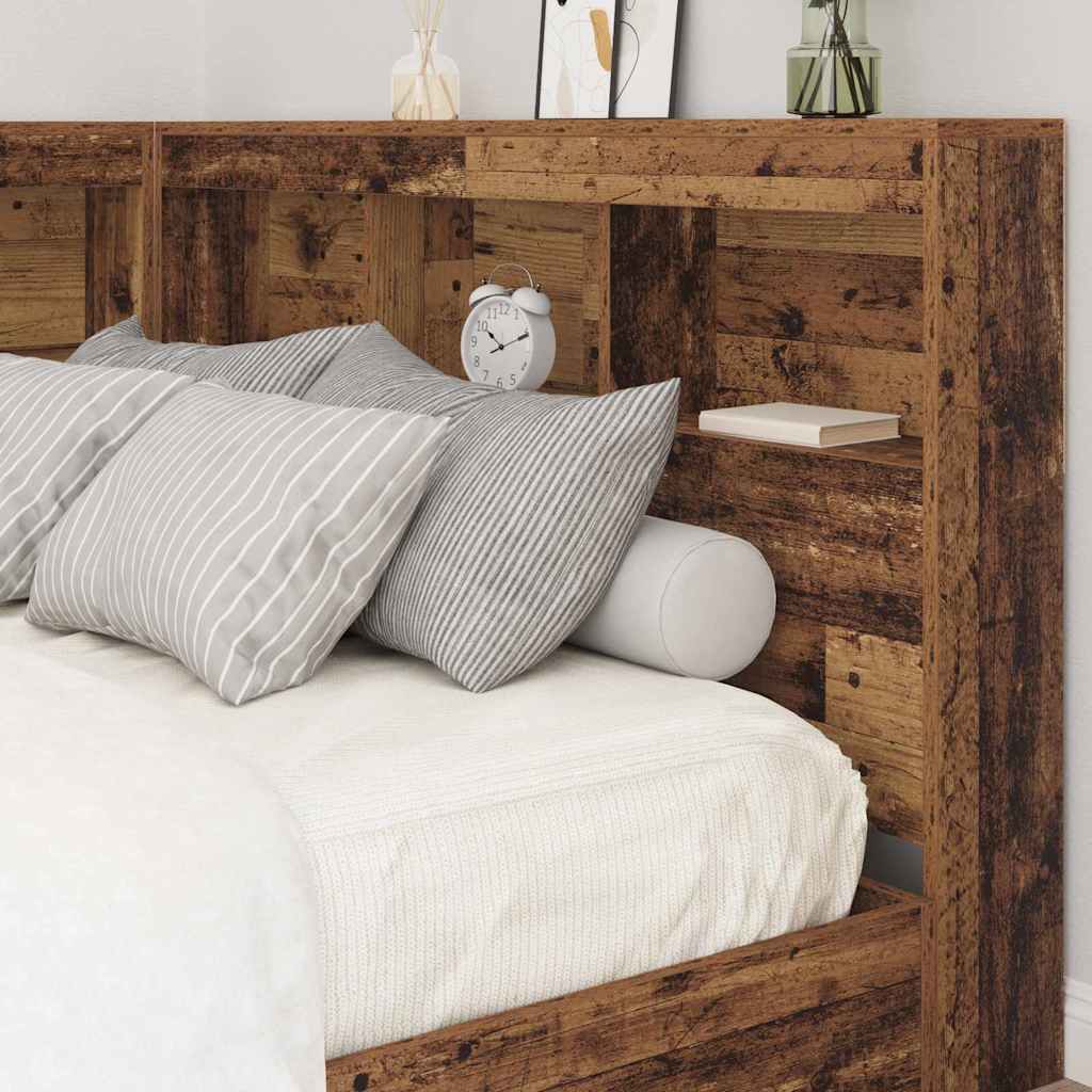 Stauraum-Kopfteil mit Regal Altholz 120 cm Holzwerkstoff