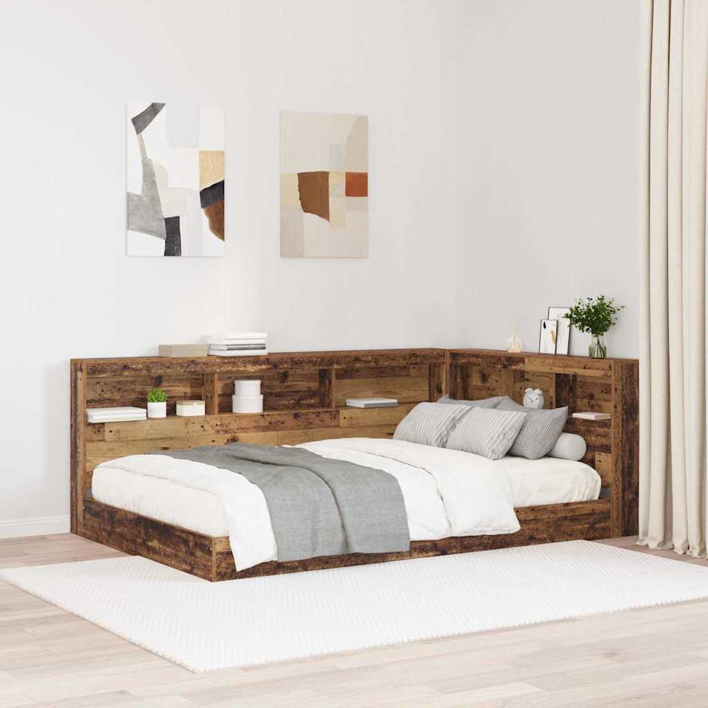 Stauraum-Kopfteil mit Regal Altholz 120 cm Holzwerkstoff