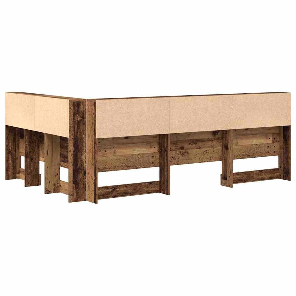 Stauraum-Kopfteil mit Regal Altholz 120 cm Holzwerkstoff
