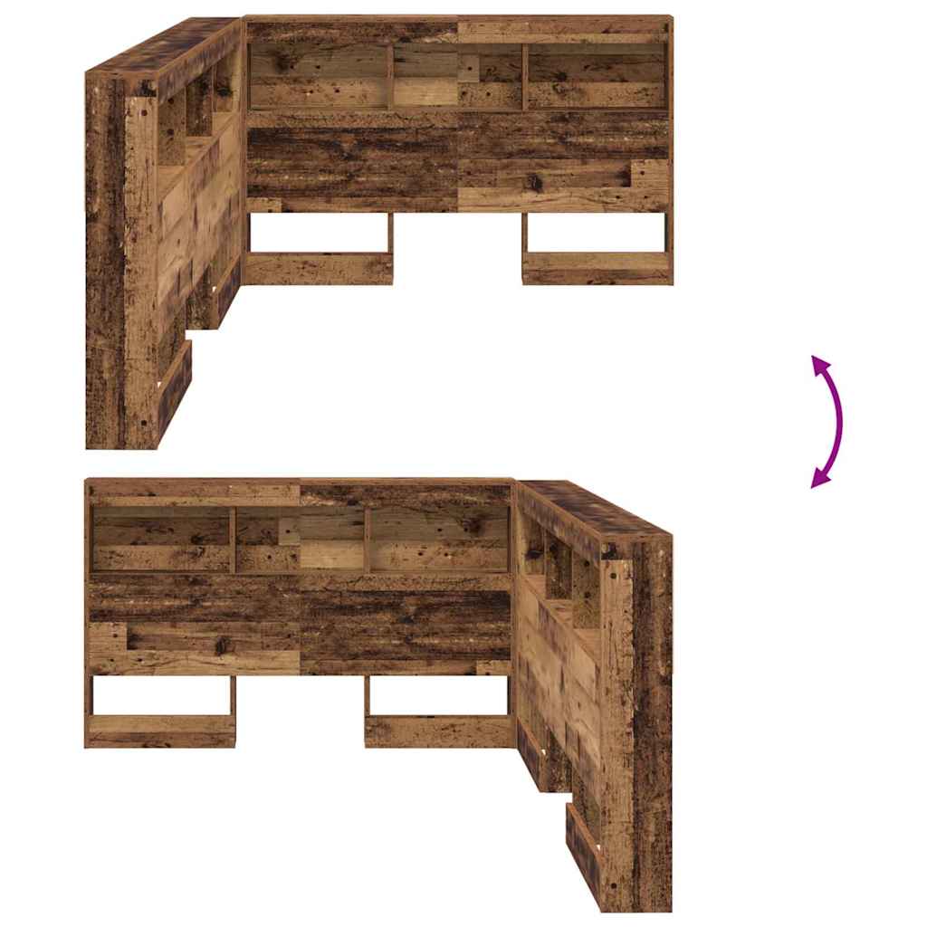 Stauraum-Kopfteil mit Regal Altholz 120 cm Holzwerkstoff