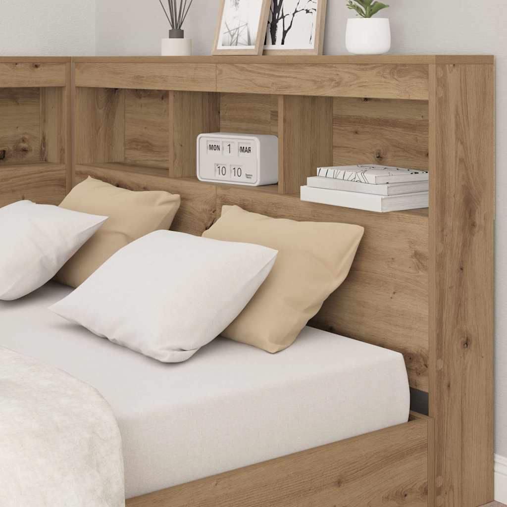 Stauraum-Kopfteil mit Regal Artisan-Eiche 120 cm Holzwerkstoff