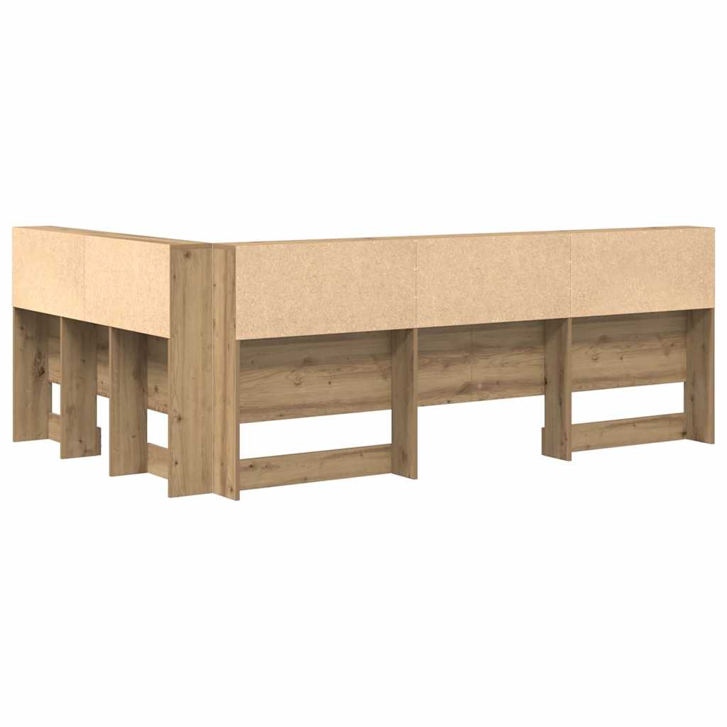 Stauraum-Kopfteil mit Regal Artisan-Eiche 120 cm Holzwerkstoff