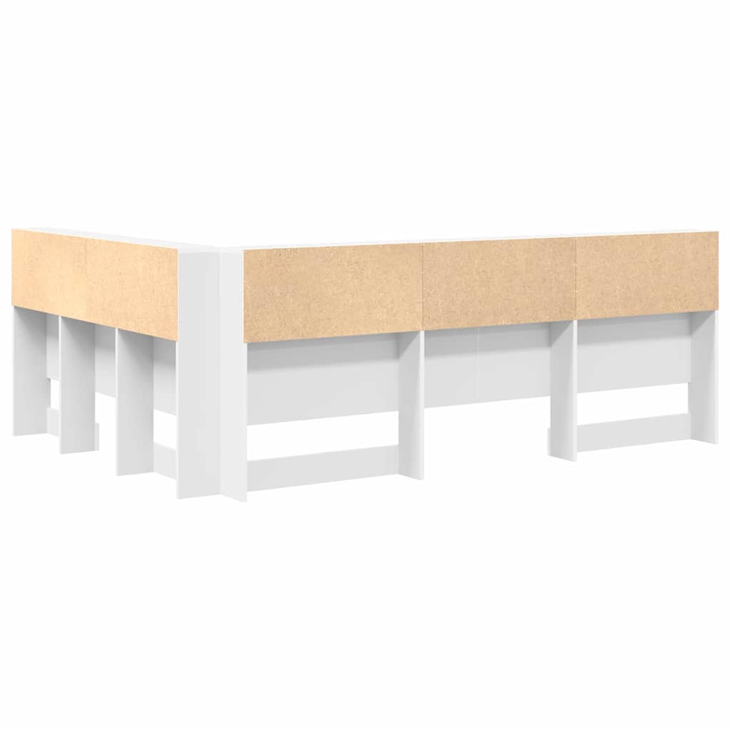 Stauraum-Kopfteil mit Regal Weiß 140 cm Holzwerkstoff