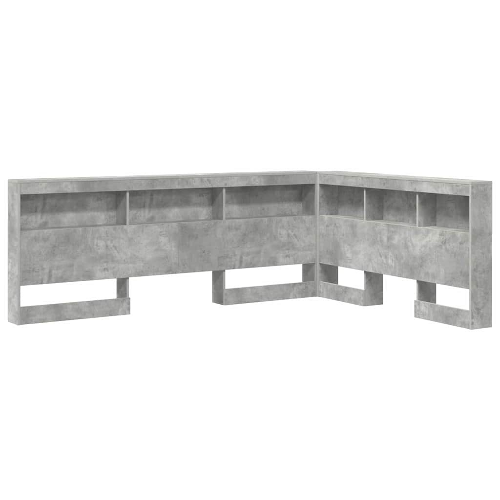 Stauraum-Kopfteil mit Regal Betongrau 140 cm Holzwerkstoff
