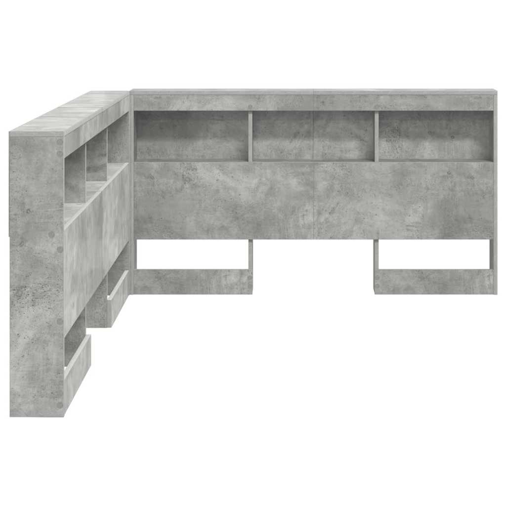 Stauraum-Kopfteil mit Regal Betongrau 140 cm Holzwerkstoff