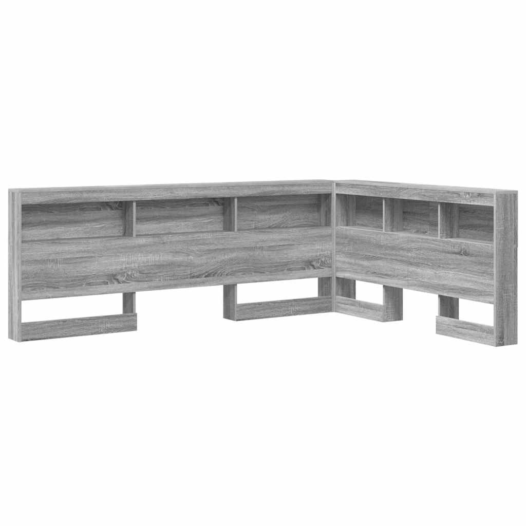 Stauraum-Kopfteil mit Regal Grau Sonoma 140 cm Holzwerkstoff
