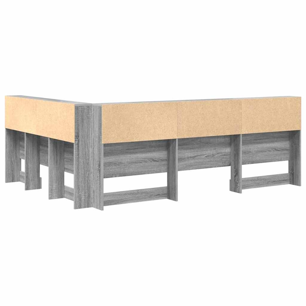 Stauraum-Kopfteil mit Regal Grau Sonoma 140 cm Holzwerkstoff
