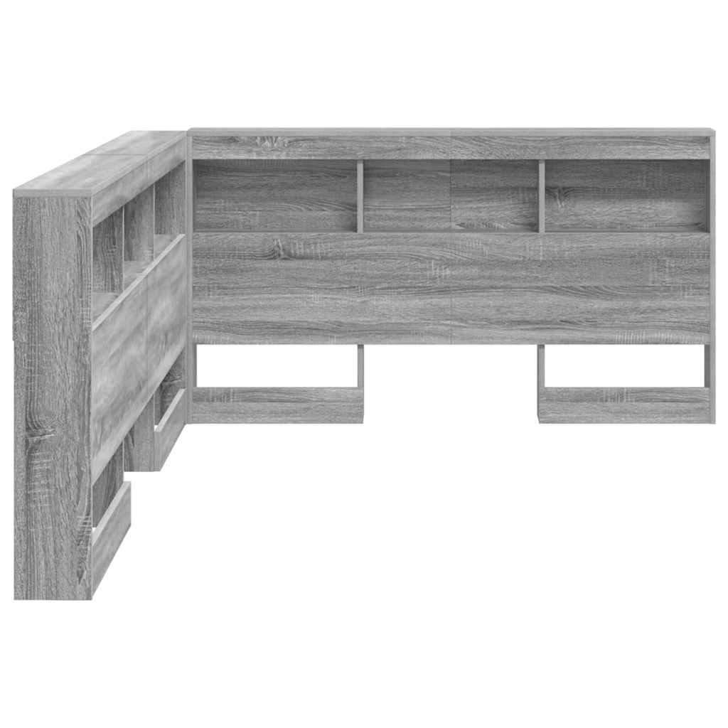 Stauraum-Kopfteil mit Regal Grau Sonoma 140 cm Holzwerkstoff