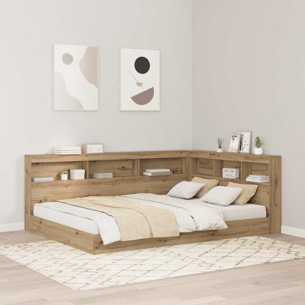 Stauraum-Kopfteil mit Regal Artisan-Eiche 140 cm Holzwerkstoff