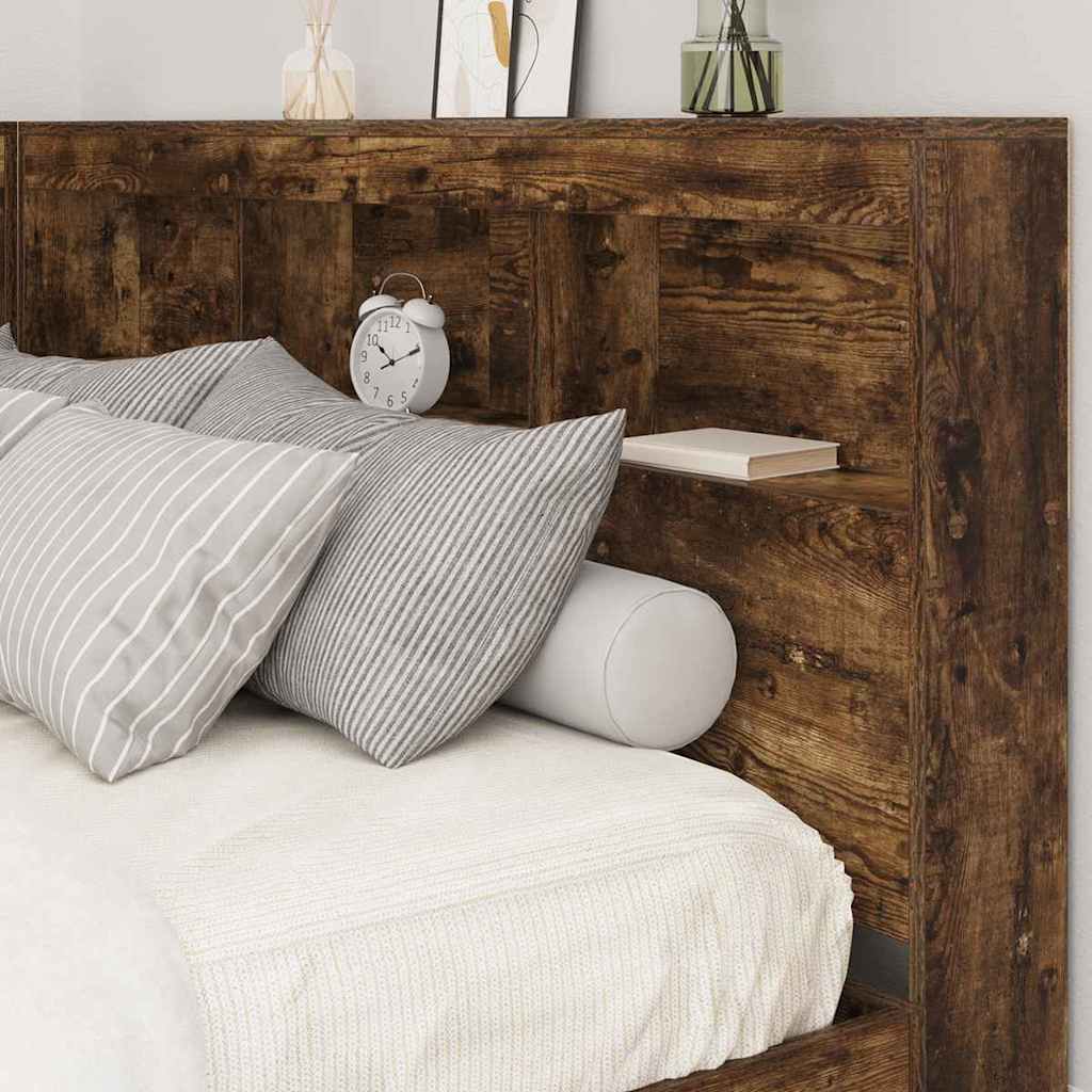 Stauraum-Kopfteil mit Regal Räuchereiche 135 cm Holzwerkstoff