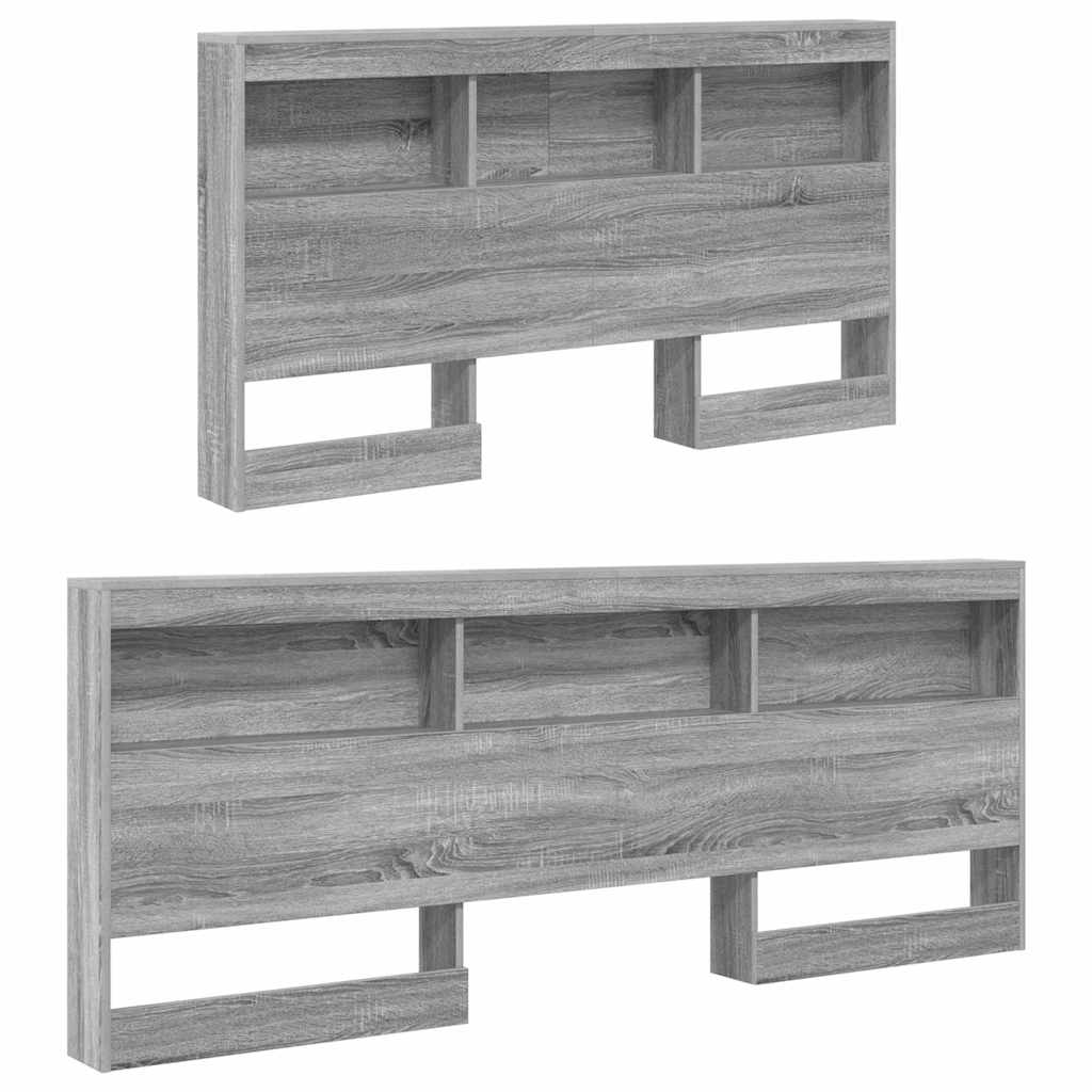 Stauraum-Kopfteil mit Regal Grau Sonoma 135 cm Holzwerkstoff