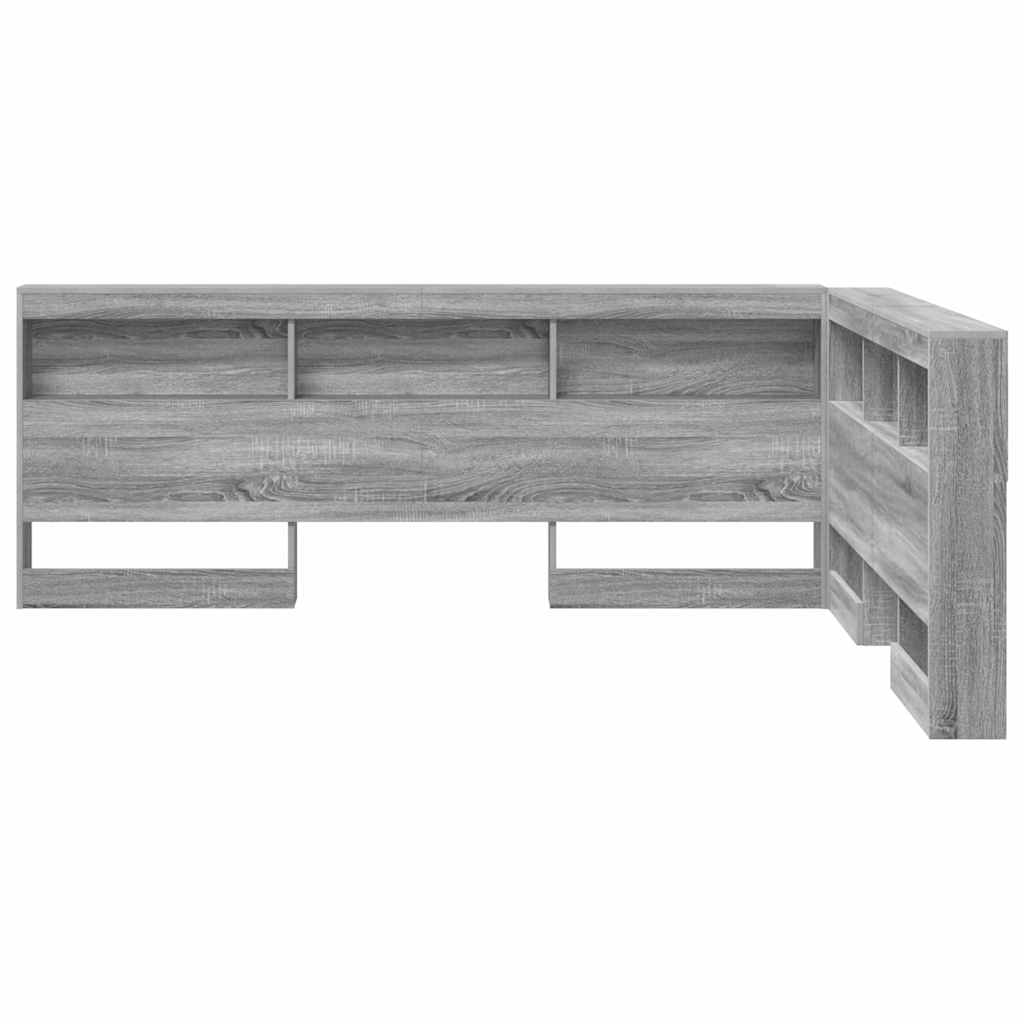 Stauraum-Kopfteil mit Regal Grau Sonoma 135 cm Holzwerkstoff