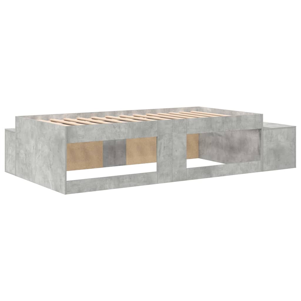 Bett mit Stauraum Beton Grau 244 x 127 x 53.5 cm Holzwerkstoff