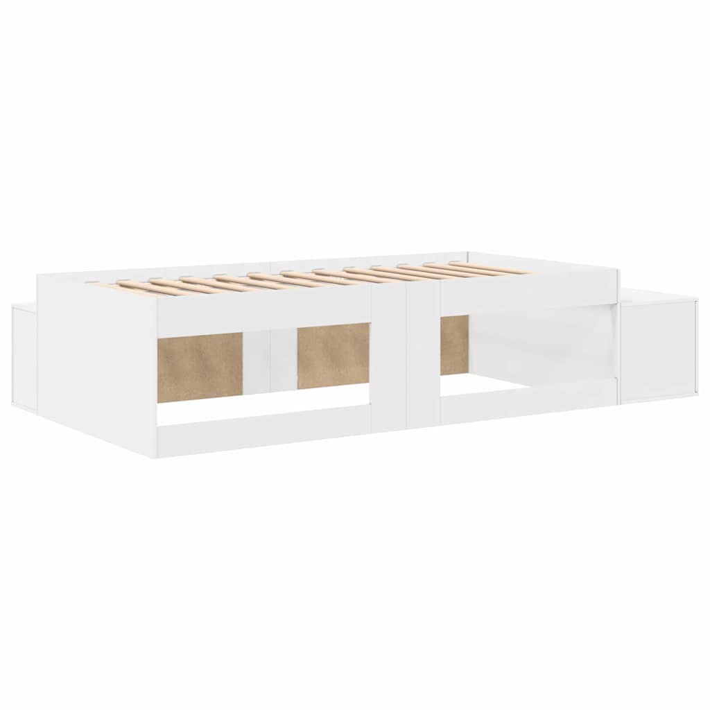 Bett mit Stauraum Weiß 244 x 127 x 53.5 cm Holzwerkstoff