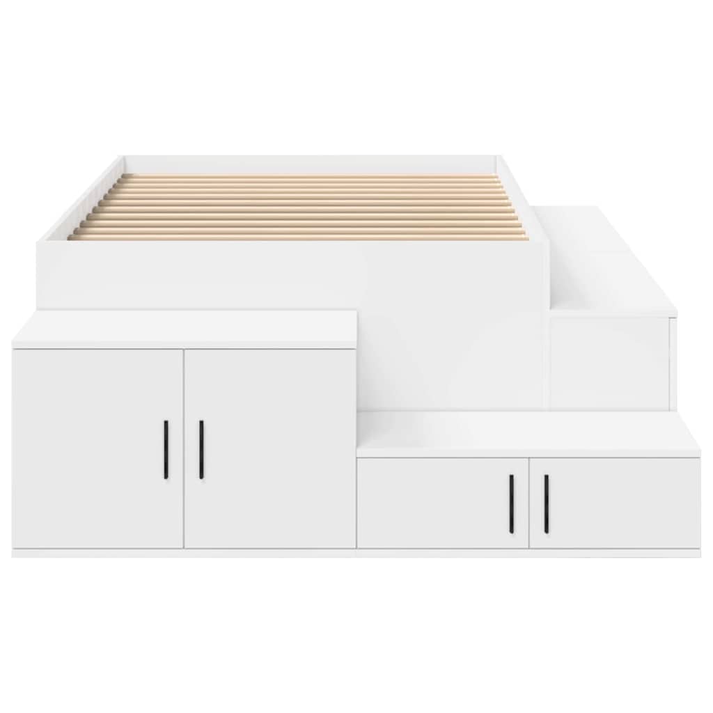 Bett mit Stauraum Weiß 244 x 127 x 53.5 cm Holzwerkstoff