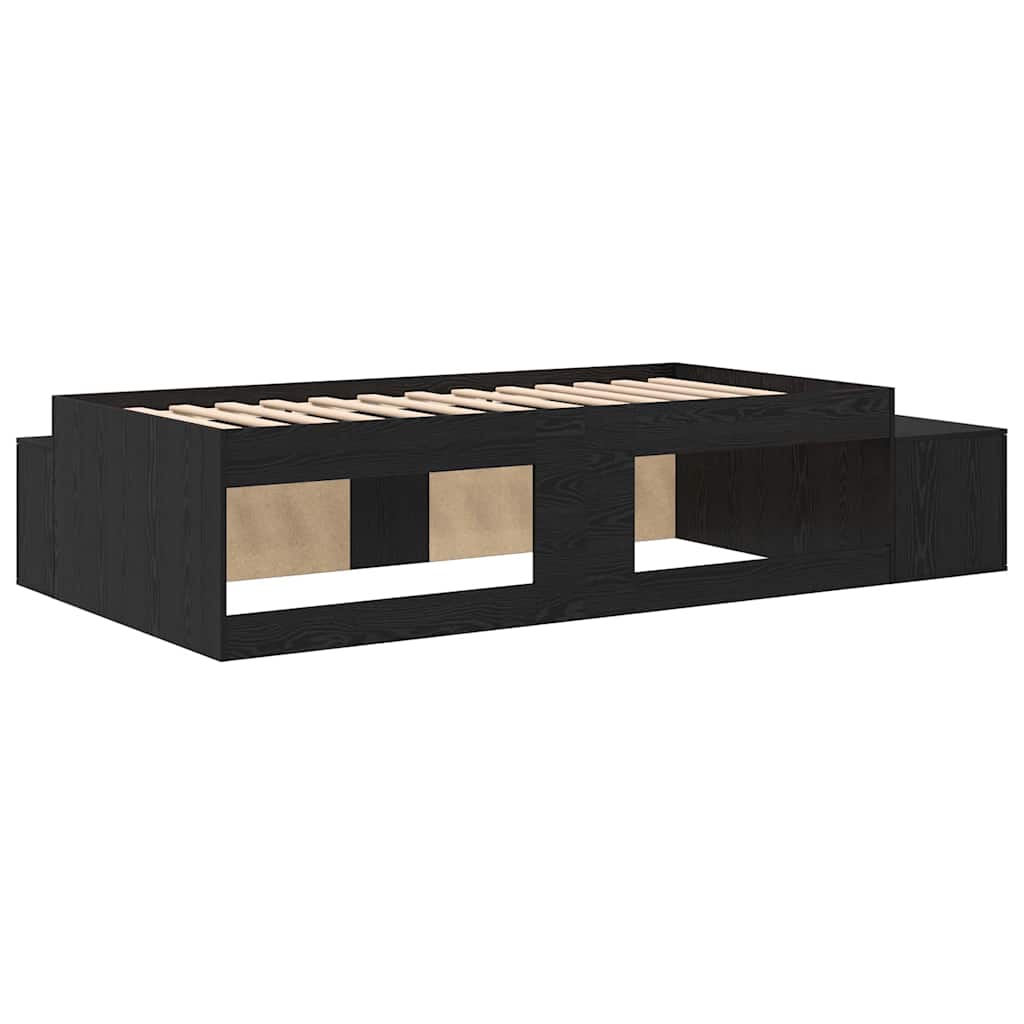 Bett mit Stauraum Schwarz Eichen-Optik 244 x 127 x 53.5 cm