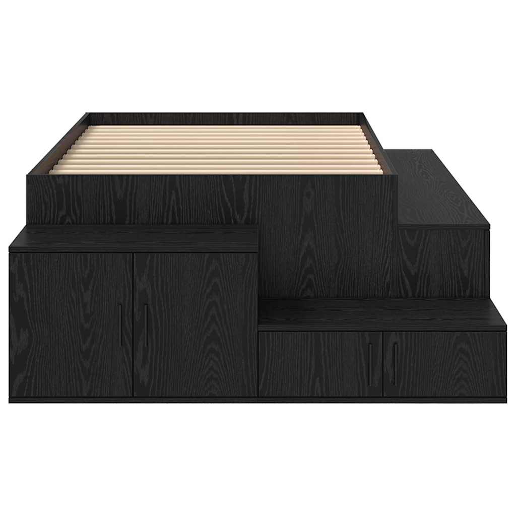 Bett mit Stauraum Schwarz Eichen-Optik 244 x 127 x 53.5 cm