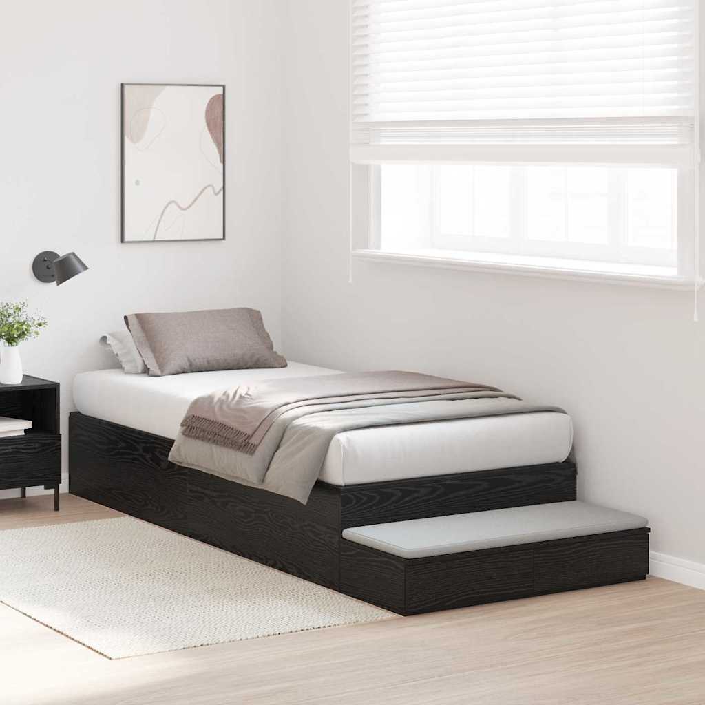 Bett mit Stauraum Schwarz Eichen-Optik 236.5 x 90 x 31.5 cm