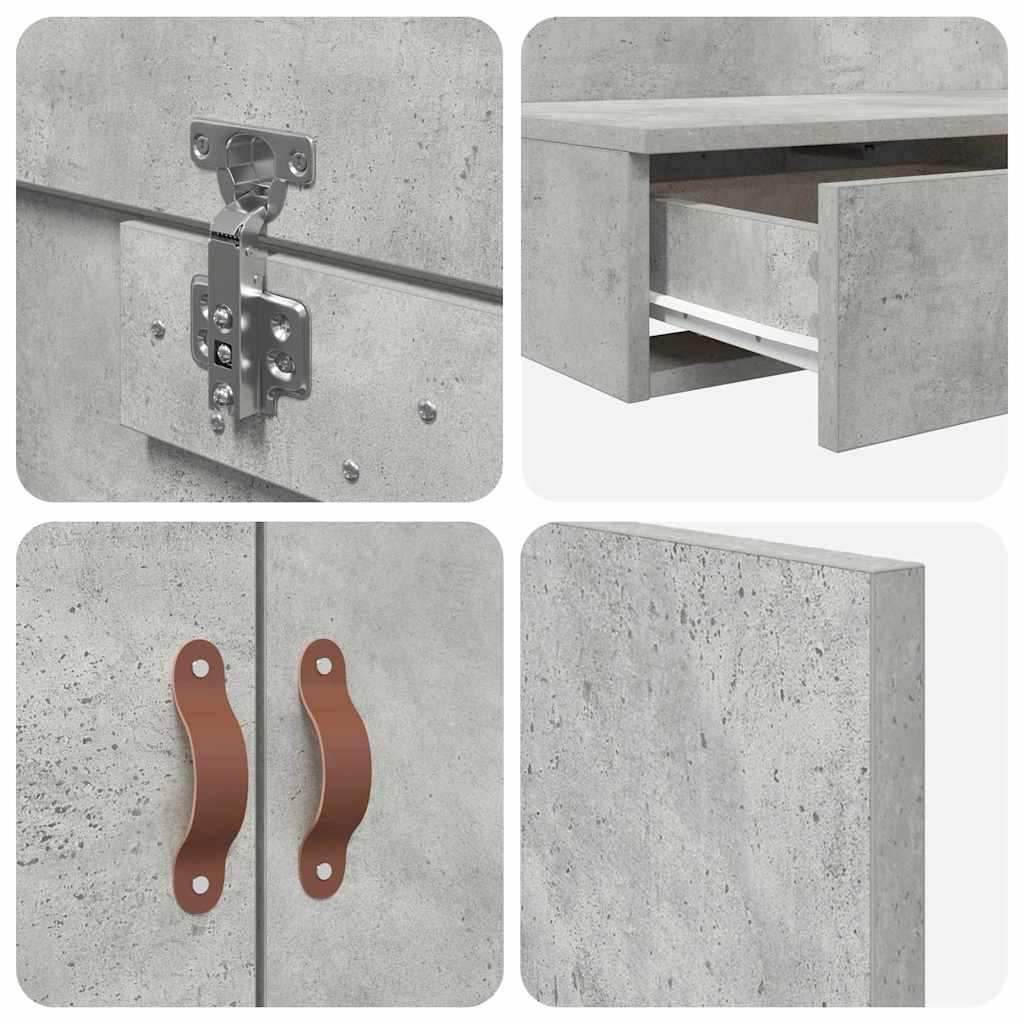 Bett mit Stauraum Beton Grau 236.5 x 90 x 31.5 cm Holzwerkstoff